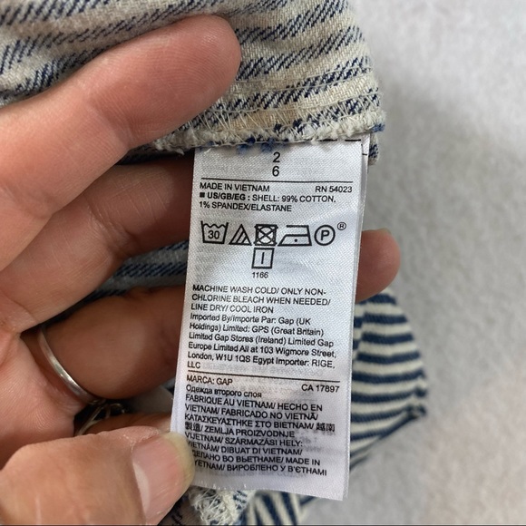 Gap Striped Capri pants Cuffed Hem Pockets Cinched adjustable strap sz2 Capris - Picture 10 of 12